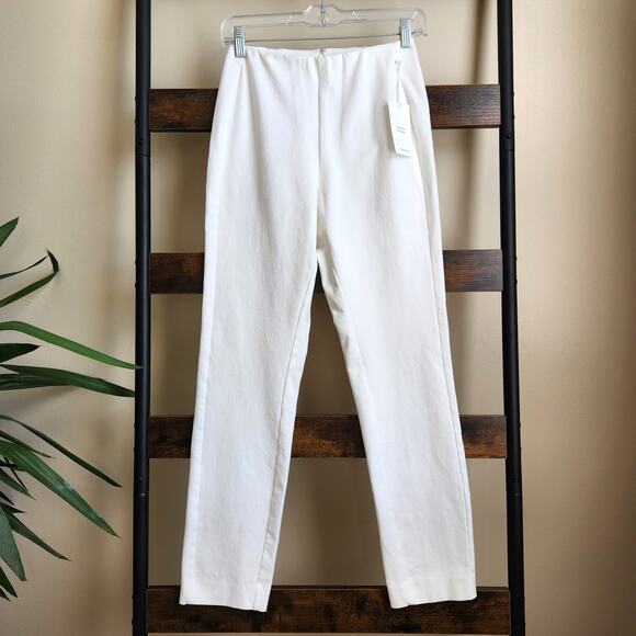 Nordstrom Women Ivory Stretchy Cotton Casual Pants Summer Ankle Slacks Size 2 - Picture 1 of 4